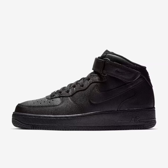 Nike Men's 11 Air Force 1 Mid '07 Black Athletic Lace-up Sneakers - Picture 1 of 14
